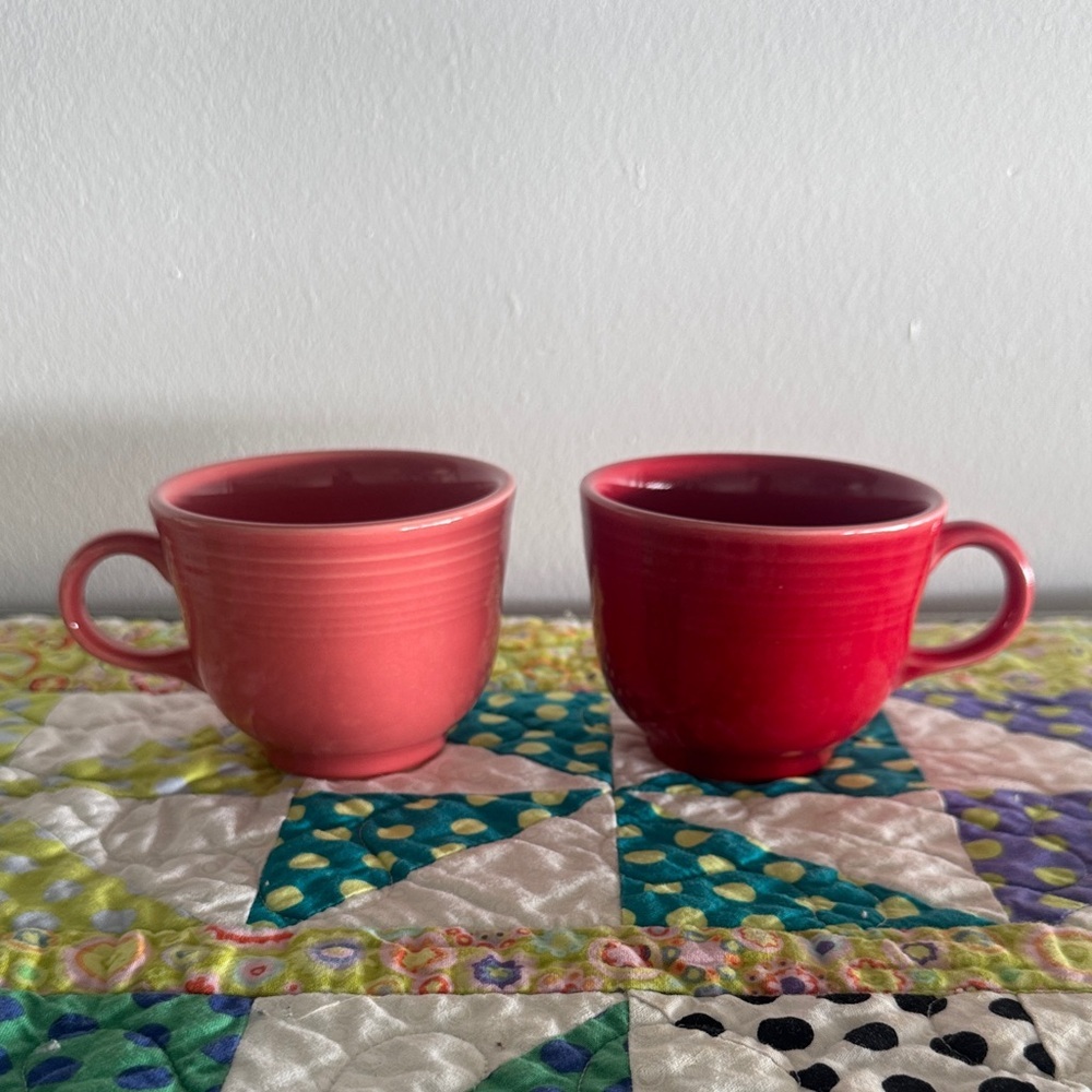 Homer Laughlin Fiestaware Fiesta Pink and Red Ceramic Mug Set